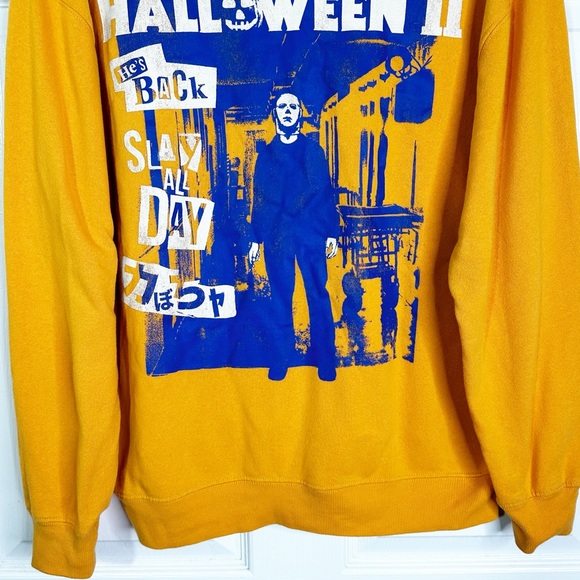 Universal Studios Halloween II Slay All Day Crewneck Sweatshirt Orange Unisex L - Picture 4 of 8